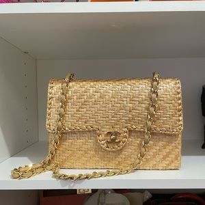 Extremely rare Chanel wicker rattan flap.